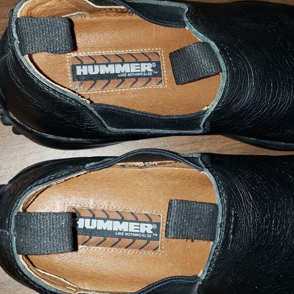 Hummer Mens Casual Chelsea Style Slip On Black‎ Leather Driving Shoes Size 10½ - Picture 6 of 9